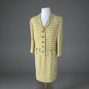 Vintage 60s Montaldo's Yellow Tweed Skirt Suit Classic Jackie O Preppy Chic 6